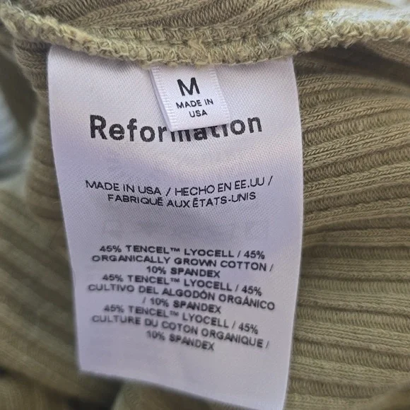 Reformation, Square Neck Ribbed Cropped Top, Sage Green, VGUC, Women's M - Picture 10 of 11